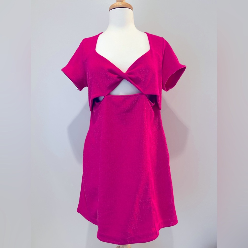 New with Tags Maeve Anthropologie Body Con Cut-Out Hot Pink Dress size Large